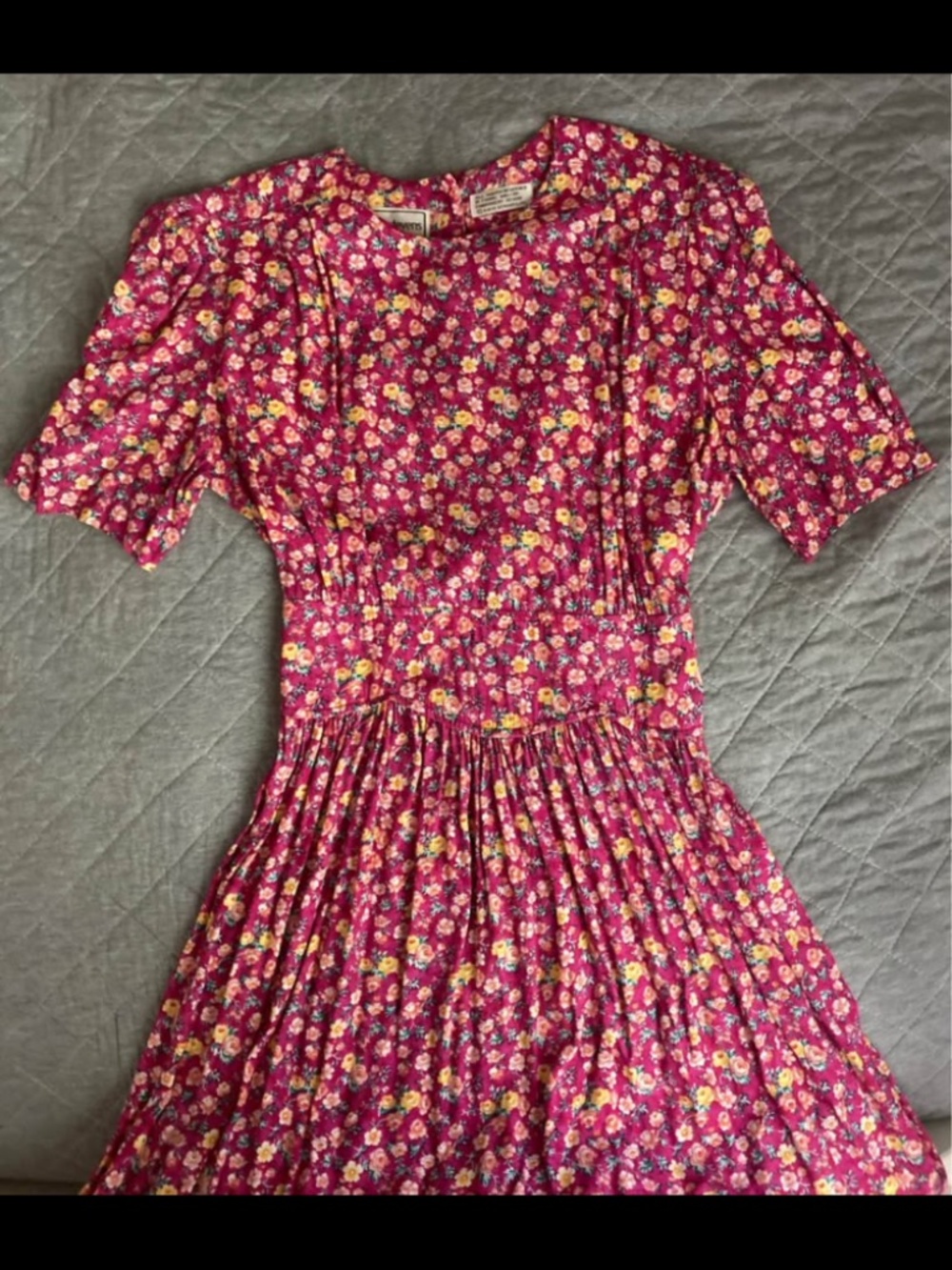 Vintage Karin Stevens pink floral midi dress